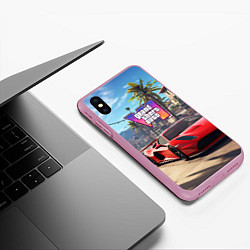 Чехол iPhone XS Max матовый GTA 6 red auto, цвет: 3D-розовый — фото 2