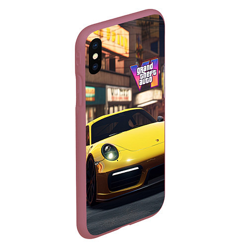 Чехол iPhone XS Max матовый GTA 6 porshe / 3D-Малиновый – фото 2