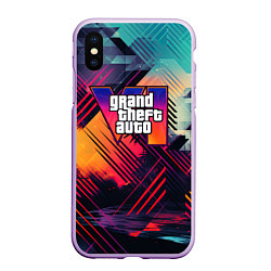 Чехол iPhone XS Max матовый GTA 6 аbstract logo, цвет: 3D-сиреневый