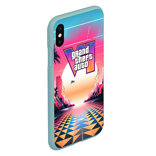 Чехол iPhone XS Max матовый GTA 6 retro abstract logo / 3D-Мятный – фото 2