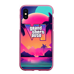 Чехол iPhone XS Max матовый GTA 6 закат солнца