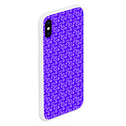 Чехол iPhone XS Max матовый Паттерн маленькие сердечки фиолетовый, цвет: 3D-белый — фото 2