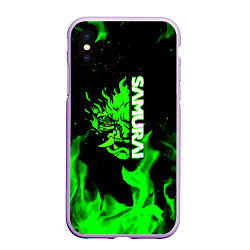 Чехол iPhone XS Max матовый Samurai green fire toxic, цвет: 3D-сиреневый