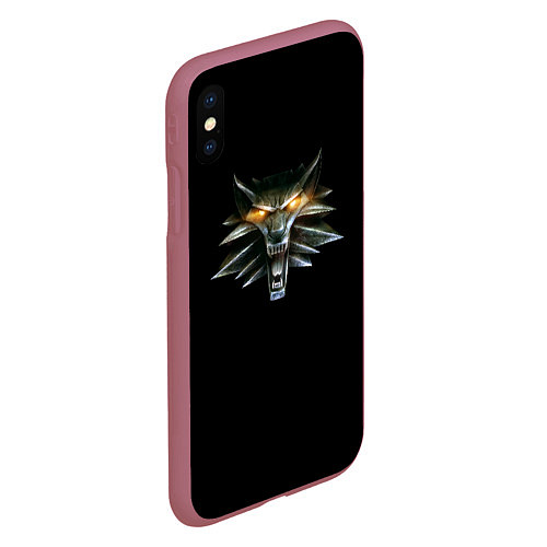 Чехол iPhone XS Max матовый Ведьмак логотип / 3D-Малиновый – фото 2
