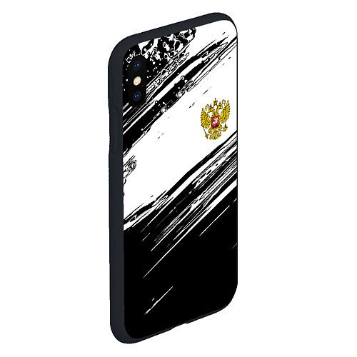 Чехол iPhone XS Max матовый Герб РФ спортивные краски / 3D-Черный – фото 2