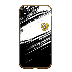 Чехол iPhone XS Max матовый Герб РФ спортивные краски