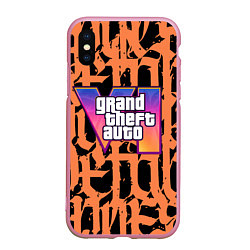 Чехол iPhone XS Max матовый GTA 6 граффити, цвет: 3D-розовый