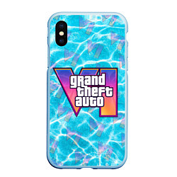 Чехол iPhone XS Max матовый GTA 6 басейн, цвет: 3D-голубой