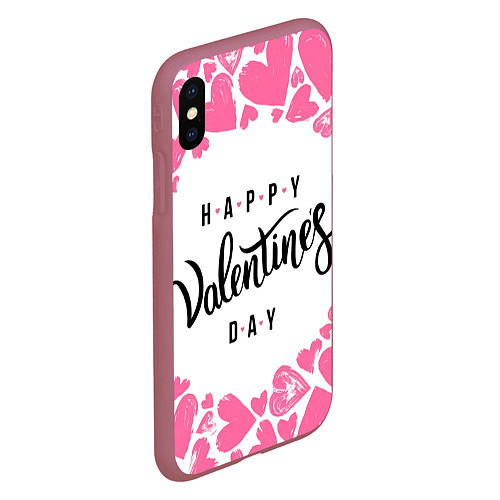 Чехол iPhone XS Max матовый Valentines day / 3D-Малиновый – фото 2