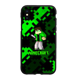 Чехол iPhone XS Max матовый Minecraft персонаж из игры, цвет: 3D-черный