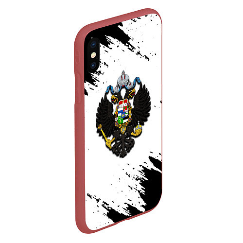 Чехол iPhone XS Max матовый Герб РФ имперская символика / 3D-Красный – фото 2