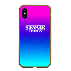 Чехол iPhone XS Max матовый Stranger Things gradient colors