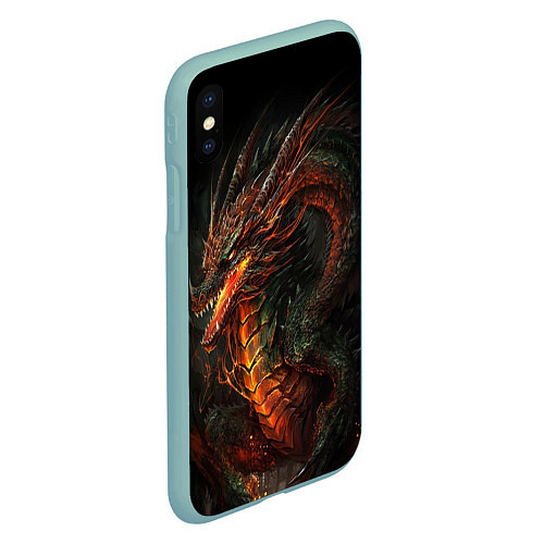 Чехол iPhone XS Max матовый Красный древесный дракон / 3D-Мятный – фото 2