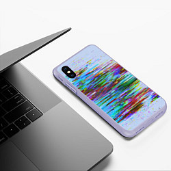 Чехол iPhone XS Max матовый Синий и красный глитч, цвет: 3D-светло-сиреневый — фото 2