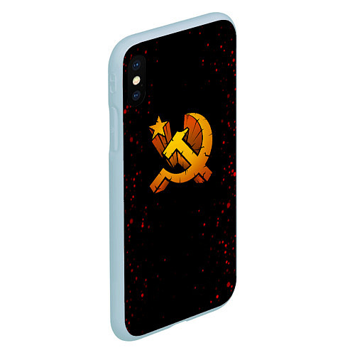 Чехол iPhone XS Max матовый Серп и молот СССР краски / 3D-Голубой – фото 2