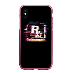 Чехол iPhone XS Max матовый Rockstar noise, цвет: 3D-малиновый