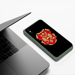 Чехол iPhone XS Max матовый Российская империя символика герб щит, цвет: 3D-темно-зеленый — фото 2