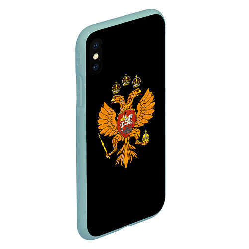 Чехол iPhone XS Max матовый Герб РФ орёл имперский / 3D-Мятный – фото 2