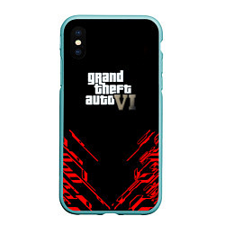 Чехол iPhone XS Max матовый GTA6 stripes game, цвет: 3D-мятный