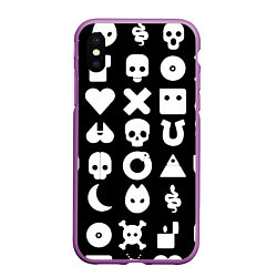 Чехол iPhone XS Max матовый Любовь смерть и роботы паттерн, цвет: 3D-фиолетовый