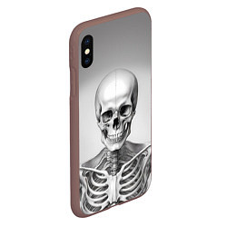 Чехол iPhone XS Max матовый Скелет черно белый, цвет: 3D-коричневый — фото 2