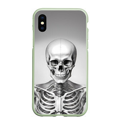 Чехол iPhone XS Max матовый Скелет черно белый, цвет: 3D-салатовый