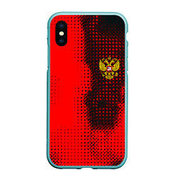 Чехол iPhone XS Max матовый Россия герб спорт краски, цвет: 3D-мятный