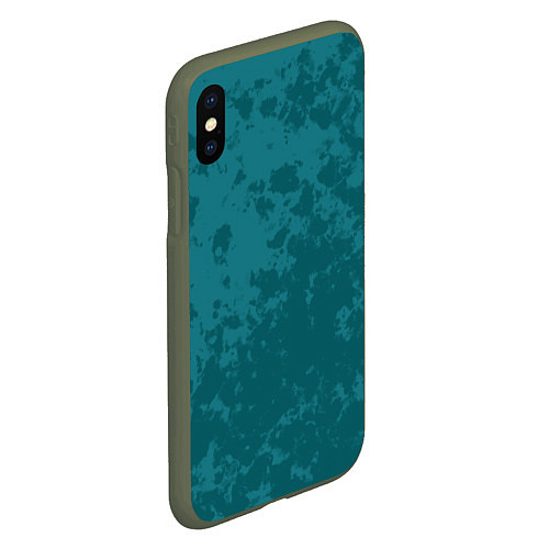 Чехол iPhone XS Max матовый Изумрудный камуфляж / 3D-Темно-зеленый – фото 2