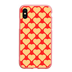 Чехол iPhone XS Max матовый Охристые сердца, цвет: 3D-баблгам