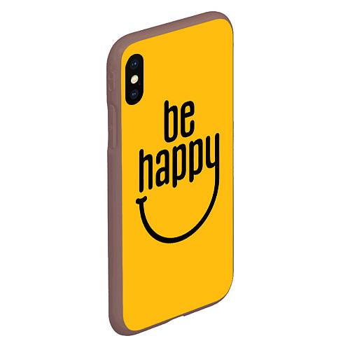 Чехол iPhone XS Max матовый Smile - be happy / 3D-Коричневый – фото 2