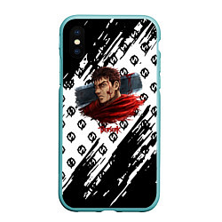 Чехол iPhone XS Max матовый Berserk anime black pattern, цвет: 3D-мятный