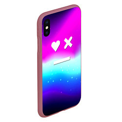 Чехол iPhone XS Max матовый Love death robots neon gradient serial, цвет: 3D-малиновый — фото 2