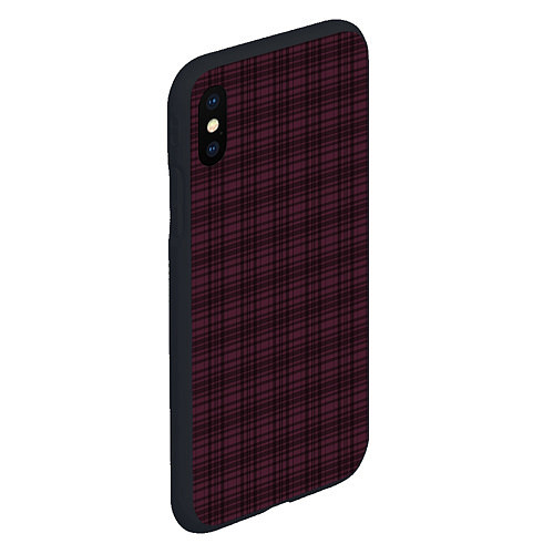 Чехол iPhone XS Max матовый Клетчатый тёмно-красный / 3D-Черный – фото 2