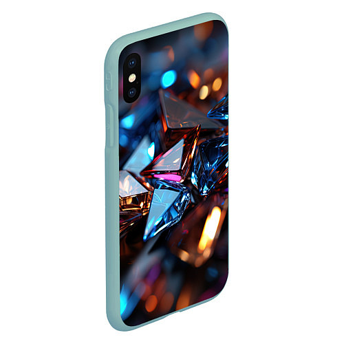 Чехол iPhone XS Max матовый Разноцветные стекла / 3D-Мятный – фото 2