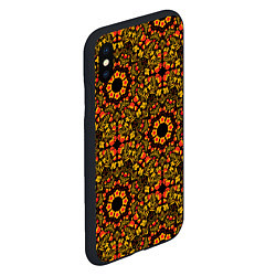 Чехол iPhone XS Max матовый Хохломская роспись круги из цветов и ягод, цвет: 3D-черный — фото 2