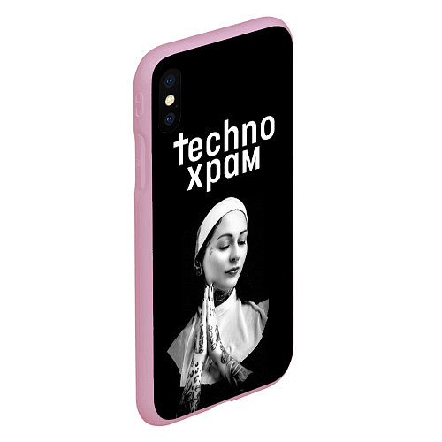 Чехол iPhone XS Max матовый Techno храм монашка в татуировках / 3D-Розовый – фото 2
