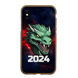 Чехол iPhone XS Max матовый Злой дракон 2024, цвет: 3D-коричневый