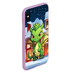 Чехол iPhone XS Max матовый Дракон новогодняя ночь, цвет: 3D-сиреневый — фото 2