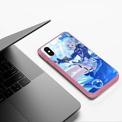 Чехол iPhone XS Max матовый Genshin Impact Furina happy, цвет: 3D-малиновый — фото 2