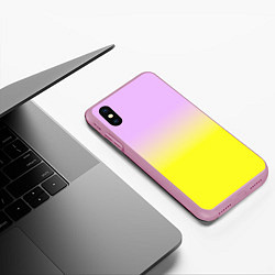 Чехол iPhone XS Max матовый Бледно-розовый и ярко-желтый градиент, цвет: 3D-розовый — фото 2