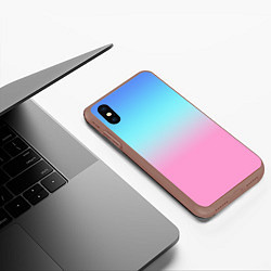 Чехол iPhone XS Max матовый Синий и голубо-розовый градиент, цвет: 3D-коричневый — фото 2