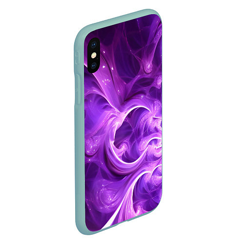 Чехол iPhone XS Max матовый Фиолетовая фрактальная абстракция / 3D-Мятный – фото 2