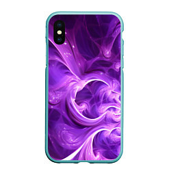 Чехол iPhone XS Max матовый Фиолетовая фрактальная абстракция