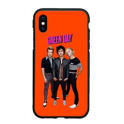 Чехол iPhone XS Max матовый Green Day trio, цвет: 3D-черный