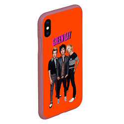 Чехол iPhone XS Max матовый Green Day trio, цвет: 3D-малиновый — фото 2