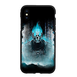 Чехол iPhone XS Max матовый Синий скелет в дыму, цвет: 3D-черный