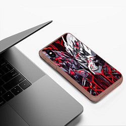 Чехол iPhone XS Max матовый Адская каменная броня красная, цвет: 3D-коричневый — фото 2