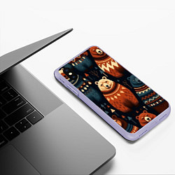 Чехол iPhone XS Max матовый Медведи индейцы, цвет: 3D-светло-сиреневый — фото 2