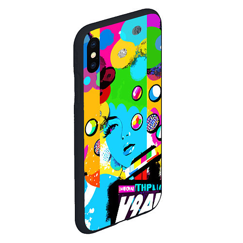 Чехол iPhone XS Max матовый Girls face - pop art / 3D-Черный – фото 2