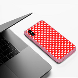 Чехол iPhone XS Max матовый Сердечный фон, цвет: 3D-малиновый — фото 2
